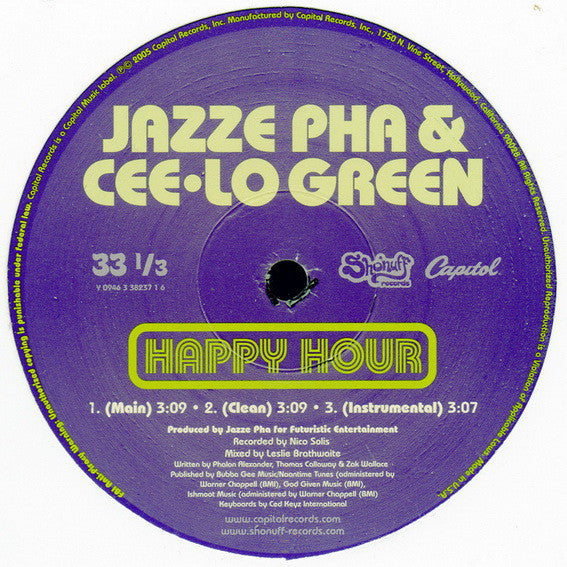 Jazze Pha & Cee-Lo : Happy Hour (12")