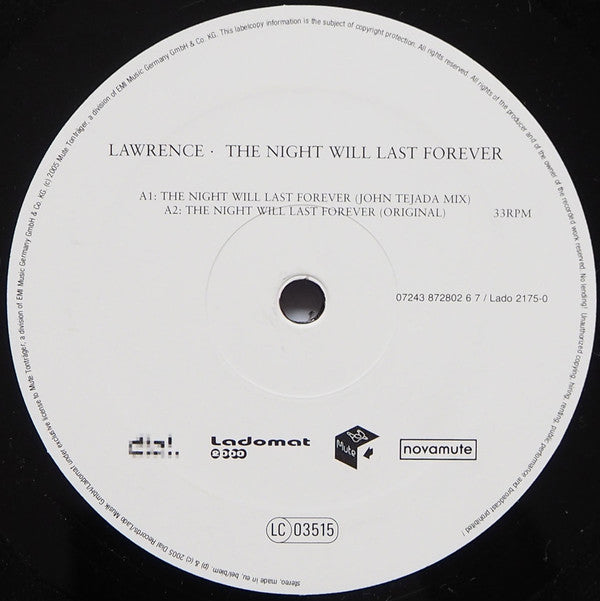 Lawrence : The Night Will Last Forever (12")