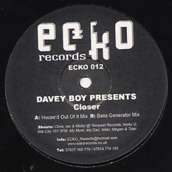 Davey Boy – Closer Ecko Records – ECKO012