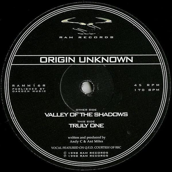 Origin Unknown : Valley Of The Shadows / Truly One (12", RP)