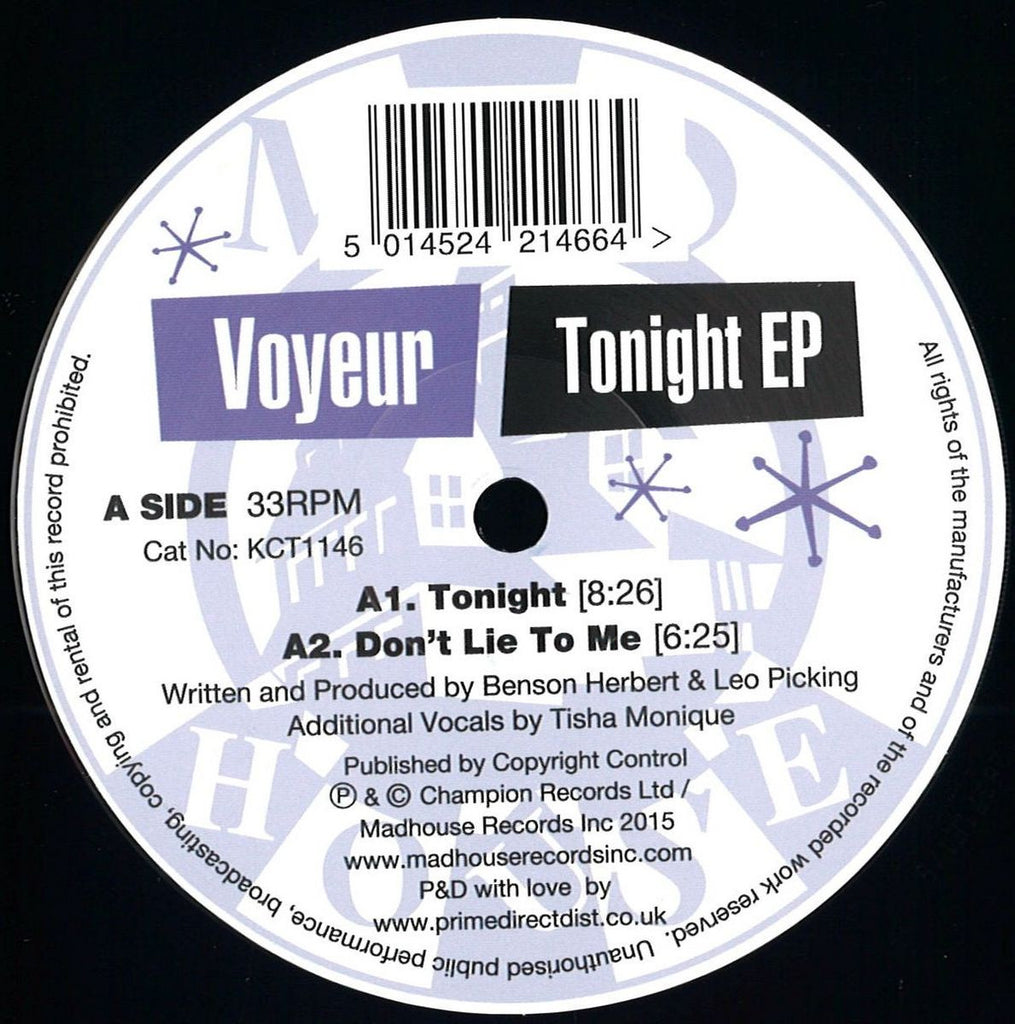 Voyeur - Tonight EP 12" Madhouse Records Inc – KCT1146