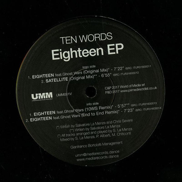 Ten Words – Eighteen EP 12" UMM – UMM001V
