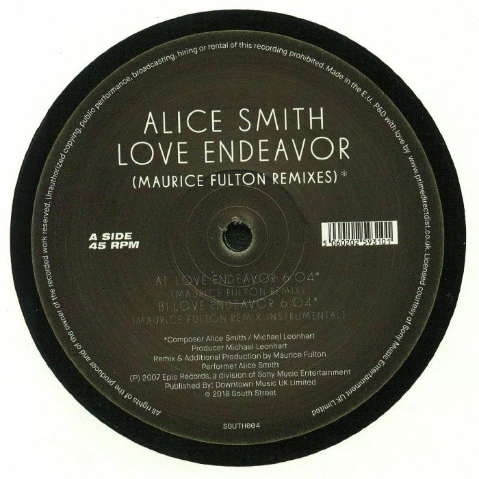 Alice Smith – Love Endeavor - South Street – SOUTH004
