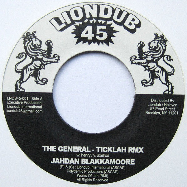 Jahdan Blakkamoore / Ticklah Vs. Victor Rice – The General (Ticklah Remix) / Elimination Game 7" Liondub45 – LNDB45-001