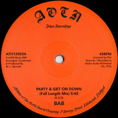 BAB - Party & Get On Down - Athens Of The North ‎– ATH12003