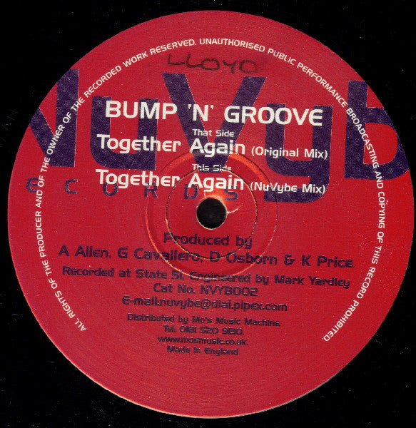 Bump N Groove – Together Again - NuVybe Records – NVYB 002