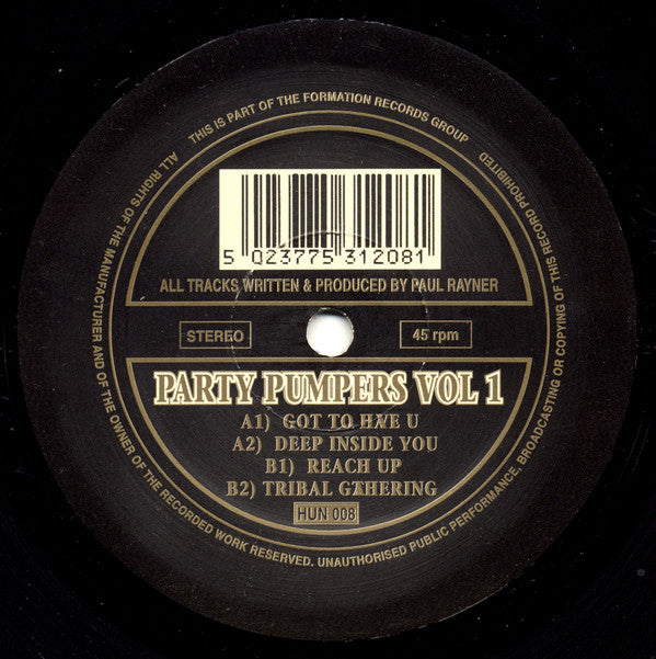 Paul Rayner – Party Pumpers Vol 1 - 100 Records – HUN 008