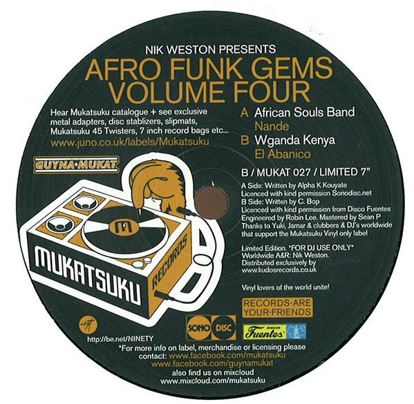 Nik Weston Presents African Souls Band / Wganda Kenya – Afro Funk Gems Volume Four 7" Mukatsuku Records – MUKAT 027