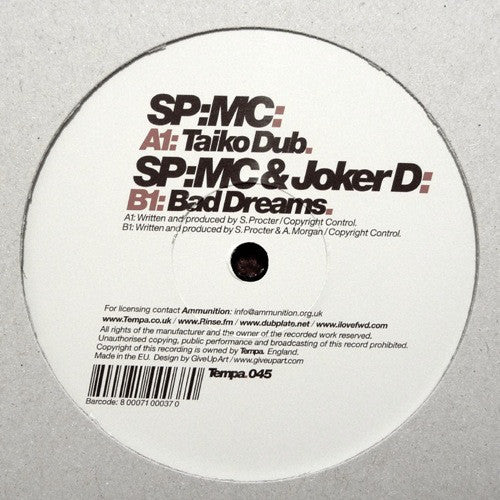 SP:MC - Taiko Dub / Bad Dreams 12" Tempa – Tempa.045