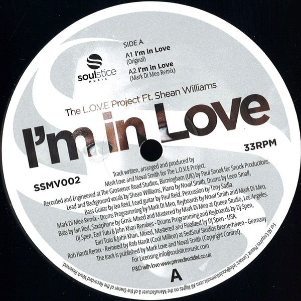 The LOVE Project, Shean Williams – I'm In Love - Soulstice Music – SSMV002