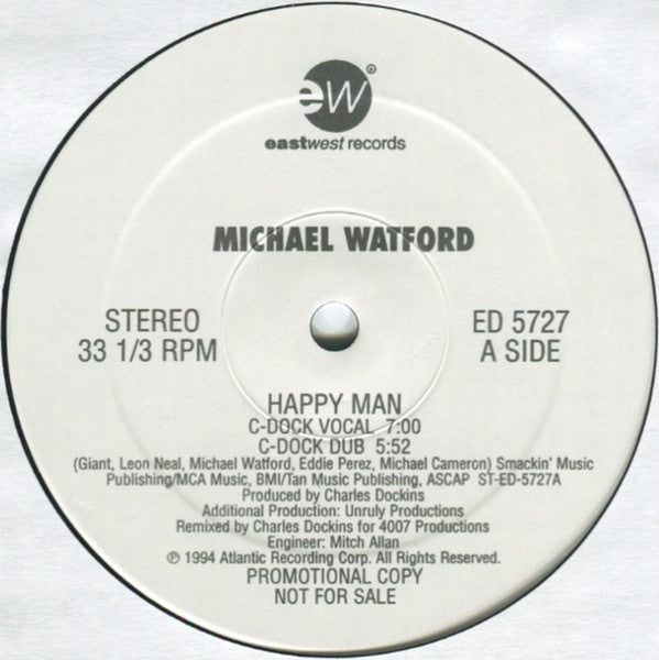 Michael Watford - Happy Man 12" EastWest Records America ED 5727