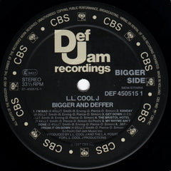 L.L. Cool J - Bigger And Deffer Def Jam Recordings DEF, CBS DEF 450515 1