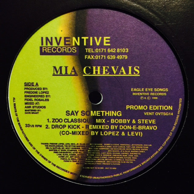 Mia Chevais - Say Something 12" OVTSG12 Inventive Records