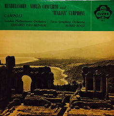 Mendelssohn, Campoli With The London Philharmonic Orchestra - Violin Concerto and Italian Symphony - ACL4 Ace Of Clubs, Decca