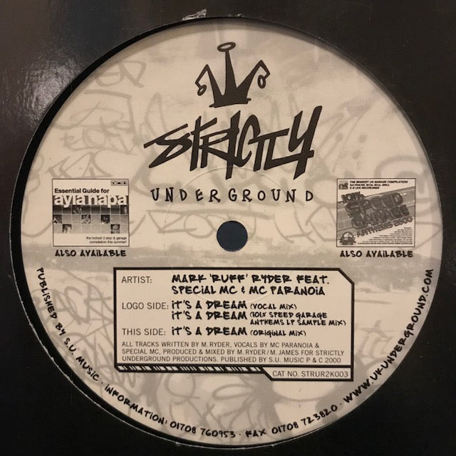 Mark "Ruff" Ryder - It's A Dream 12" Strictly Underground Records STRUR2K 003