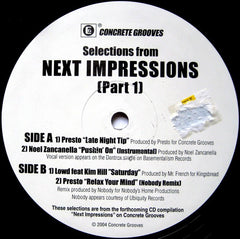 Various – Selections From Next Impressions (Part 1) Concrete Grooves – CG0007