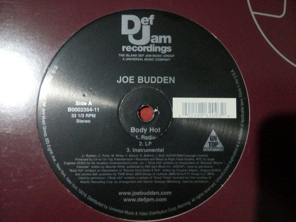 Joe Budden – Body Hot / Pop Off Def Jam Recordings – B000235411