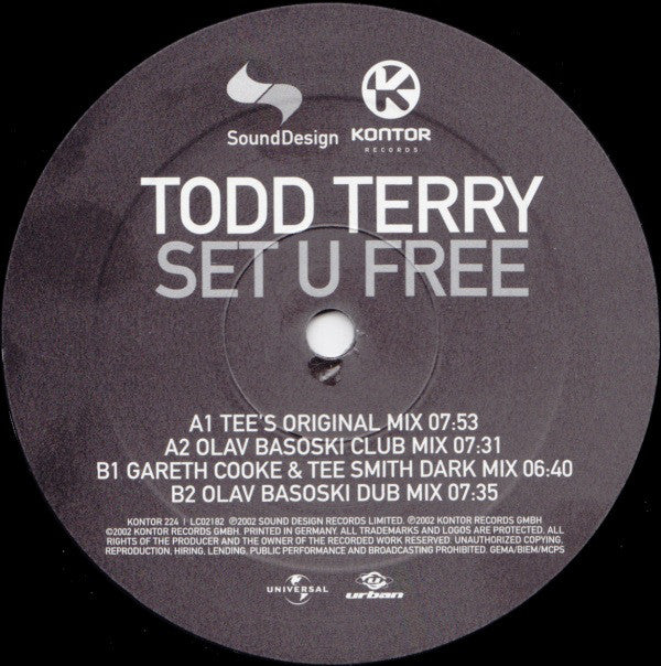 Todd Terry – Set U Free Kontor Records – Kontor224