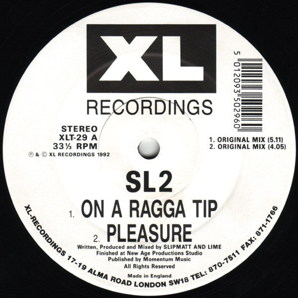 SL2 – On A Ragga Tip - XL Recordings – XLT-29