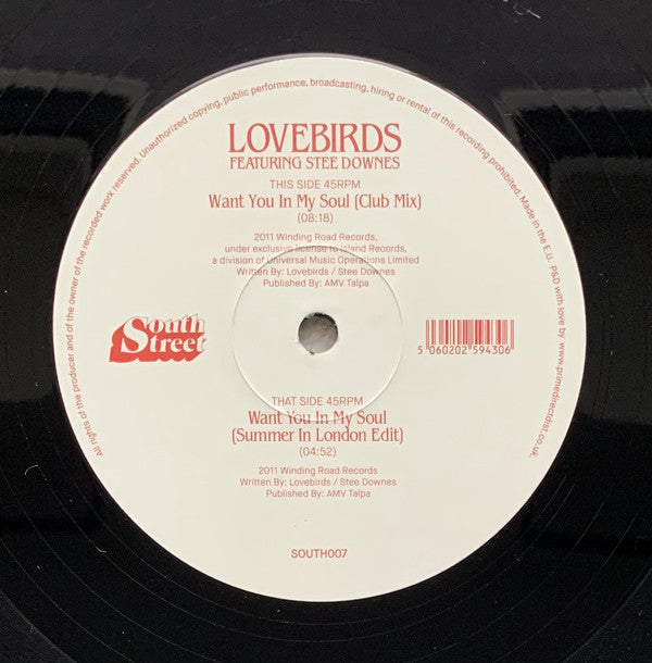 Lovebirds Featuring Stee Downes – Want You In My Soul - South Street – SOUTH007