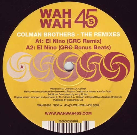 Colman Brothers ‎– The Remixes 12" Wah Wah 45s ‎– WAH 12020