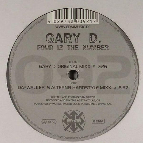 Gary D - Four Iz The Number 12" EDM – EDM 092-1