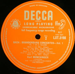Bach / Karl Münchinger Conducting The Stuttgart Chamber Orchestra - Brandenburg Concertos Nos. 1, 3 & 6 12" Decca LXT 5198