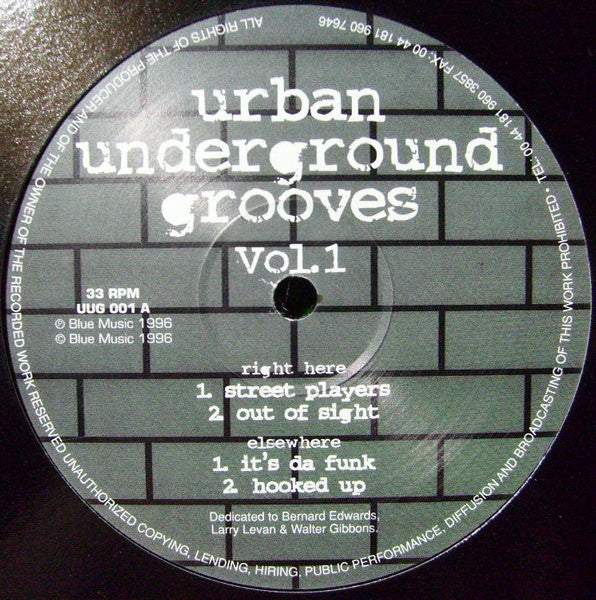 Unknown Artist - Urban Underground Grooves Volume 1 12" UUG001 Urban Underground Grooves