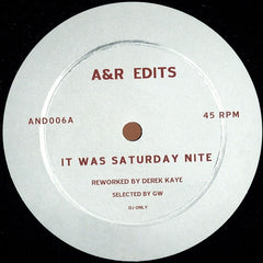 Derek Kaye – It Was Saturday Nite / For The Funk Of It - A&R Edits – AND006