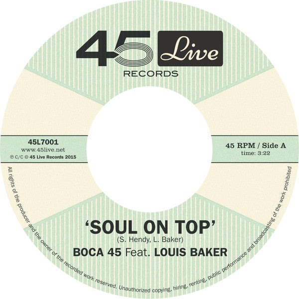 Boca 45 – Soul On Top 7" 45 Live Records – 45L7001