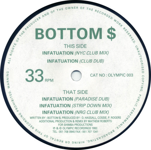 Bottom - Infatuation Olympic Recordings – OLYMPIC003