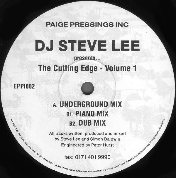 DJ Steve Lee – The Cutting Edge - Volume 1 Paige Pressings Inc – EPPI002