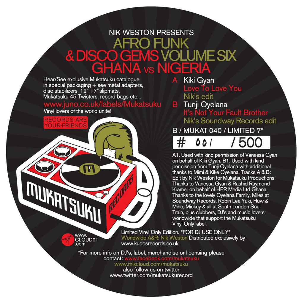 Various – Afro Funk & Disco Gems Volume Six Ghana vs Nigeria 7" Mukatsuku Records – MUKAT 040