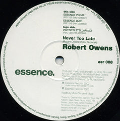 Robert Owens : Never Too Late (12")