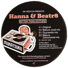 Nik Weston Presents Hanna & Beatr8 : Better Than Nothing (12", Ltd, Promo)