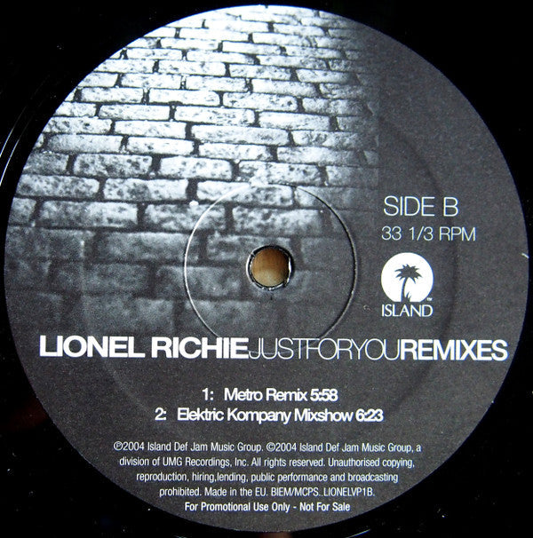 Lionel Richie : Just For You - The Dance Remixes (2x12")