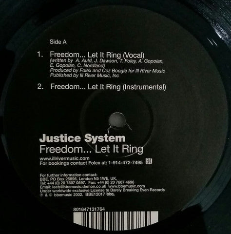 Justice System : Freedom...Let It Ring / Dawn Of The Apocalypse (12")