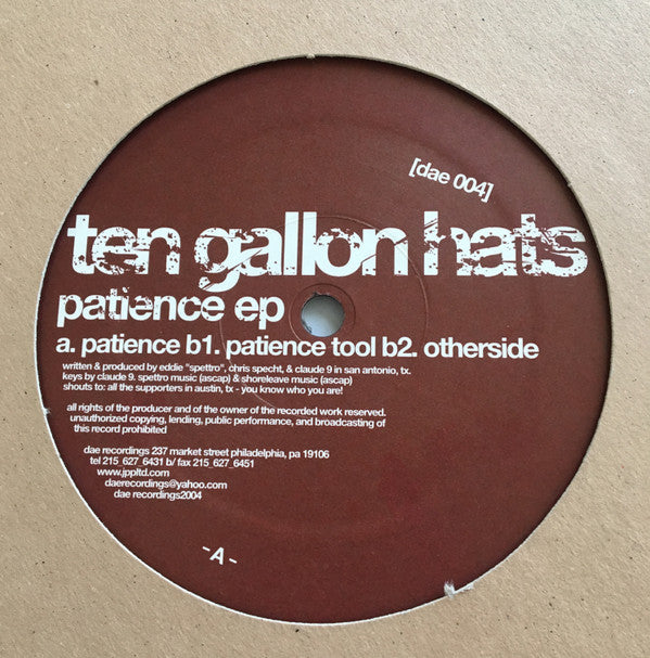 Ten Gallon Hats : Patience (12", EP)