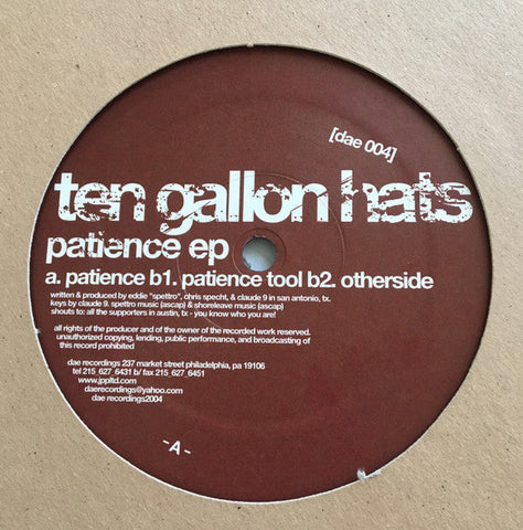Ten Gallon Hats : Patience (12", EP)