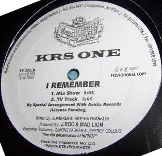 KRS-One : (The Real HipHop Is...) Ova Here / I Remember (12", Promo)