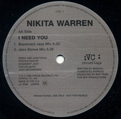 Nikita Warren : I Need You (12", Promo)