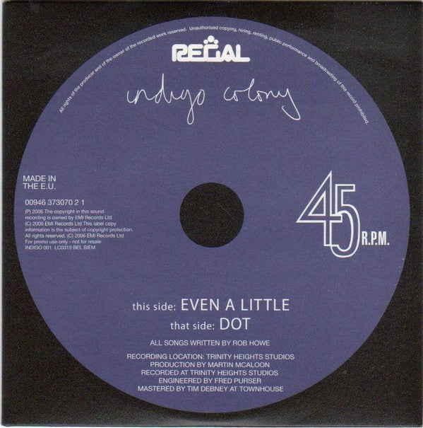 Indigo Colony : Even A Little / Dot (CD, Single, Promo)