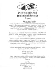 Who Da Funk : Radio (12", Promo)