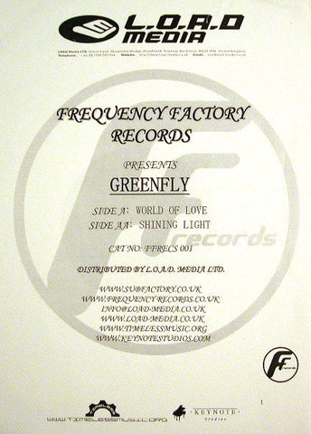 Greenfly : World Of Love / Shining Light (12", Promo, W/Lbl)