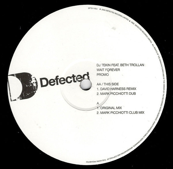 DJ Tekin Feat. Beth Trollan : Wait Forever (12", Promo)