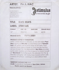 Paul Mac : Elvis Beats (12", W/Lbl)