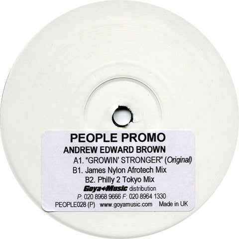 Andrew Edward Brown Feat. Ronyx : Growin' Stronger (12", Promo, W/Lbl)
