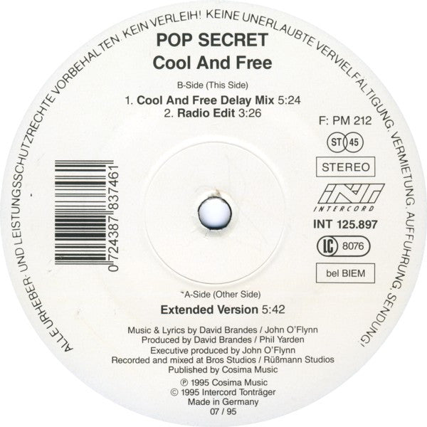 Pop Secret : Cool And Free (12")