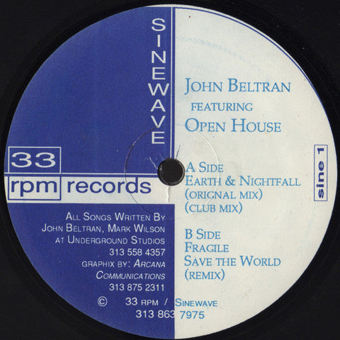 John Beltran Featuring Open House : Earth & Nightfall (12")