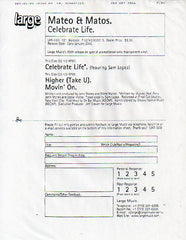 Mateo & Matos : Celebrate Life (12", W/Lbl, Tra)